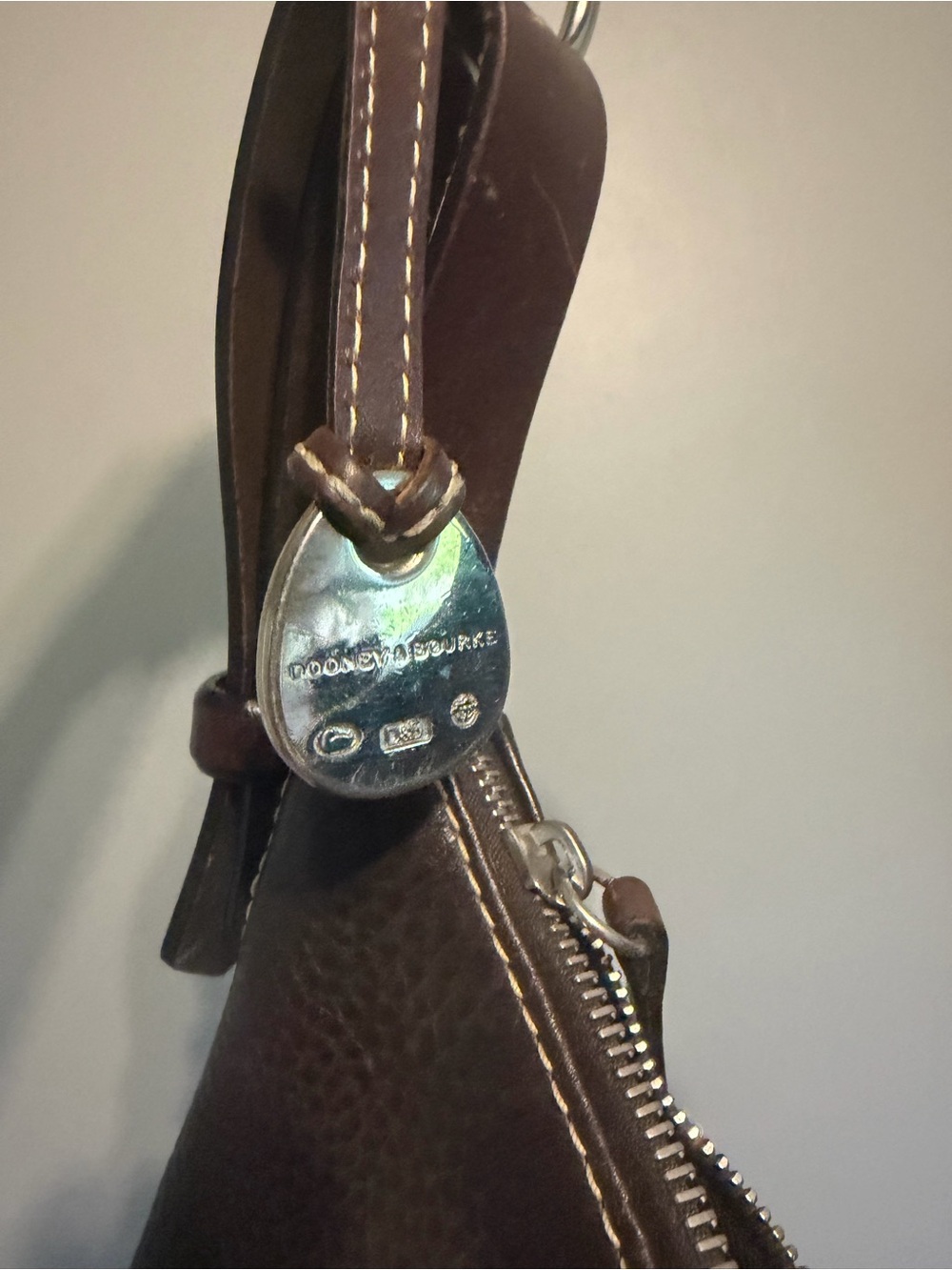 Dooney & Bourke Dark Brown Pebbled Leather Shoulder Bag - Picture 3 of 8